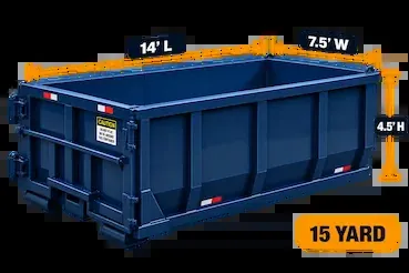 15 Yard Dumpster Rental in Longview TX - 14ft L x 7.5ft W x 4.5ft H